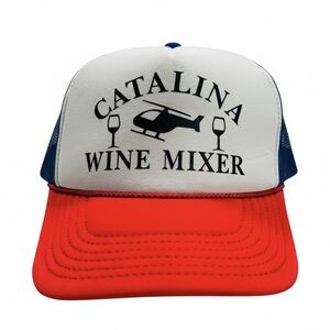 Catalina Wine Mixer Trucker Hat Step Brothers Movie Snapback Cap Otto Red White